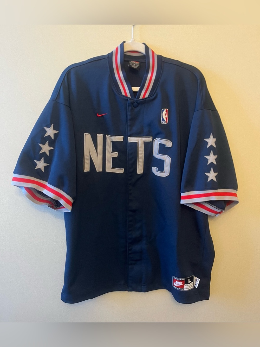 Vintage Nike New Jersey Nets 1980 Retro Rewind Warm Up Jersey Men's Size Large